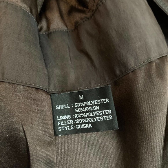 Ensign Coat Womens Sz M Brown Belted Snap Button Puff Insulated Softshell Trench - Picture 7 of 9